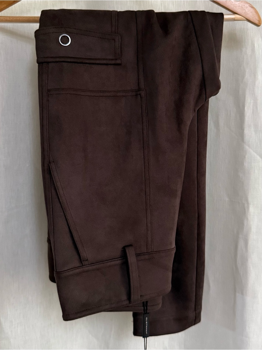 Elie Tahari NWT Espresso Brown Faux Suede Cargo Pants 4 Utility High Rise